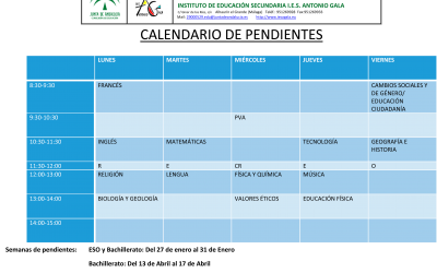 Calendario de pendientes 19-20