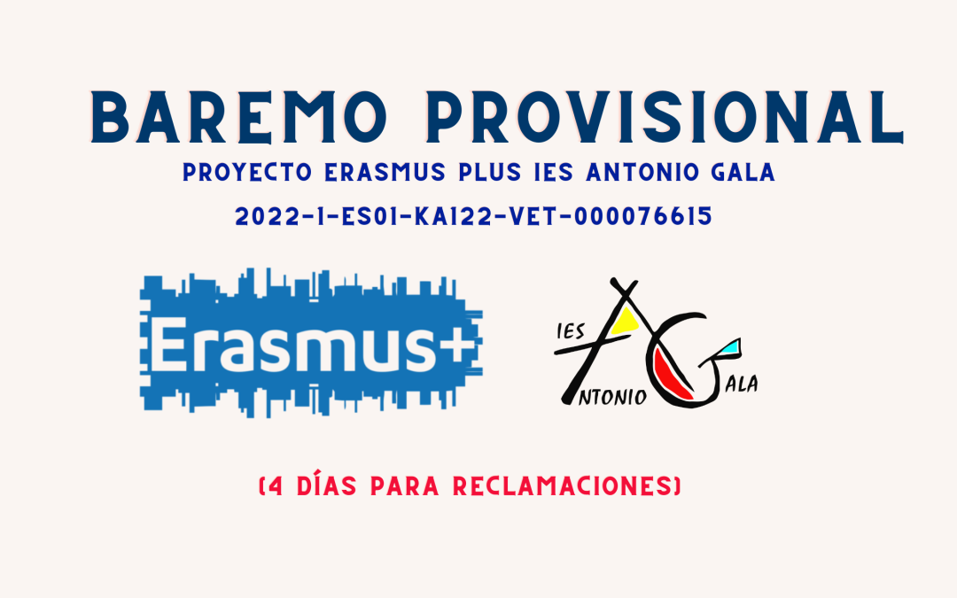 Baremo Provisional Erasmus +