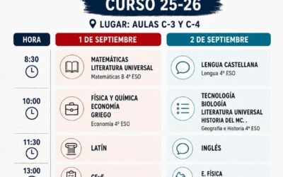 Calendario de exámenes de Septiembre