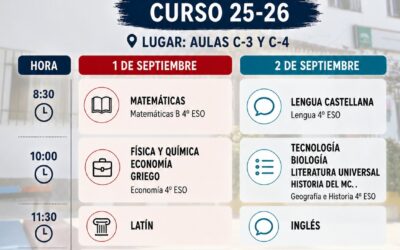 Calendario de exámenes de Septiembre